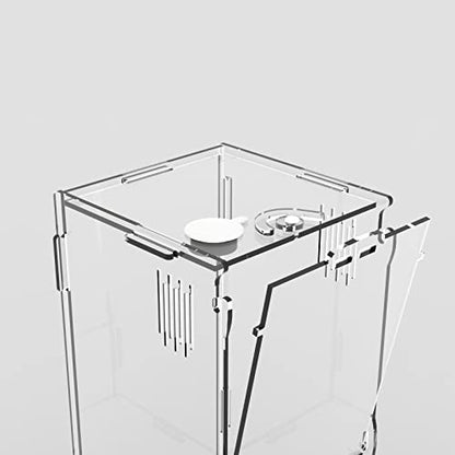 BETAZOOER Acrylic Mini Reptile Tank Habitat Transparent Terrariums with Locking Latch Suitable for Tarantula Isopod Roach Invertebrates (8''x6''x14'') - size: Large