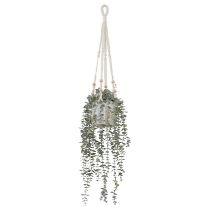 Decorative Hanging Plants for Shelf, Faux Ivy Eucalyptus Vine, Fake Greenery in White Pot (Extra Large) - size: X-Large