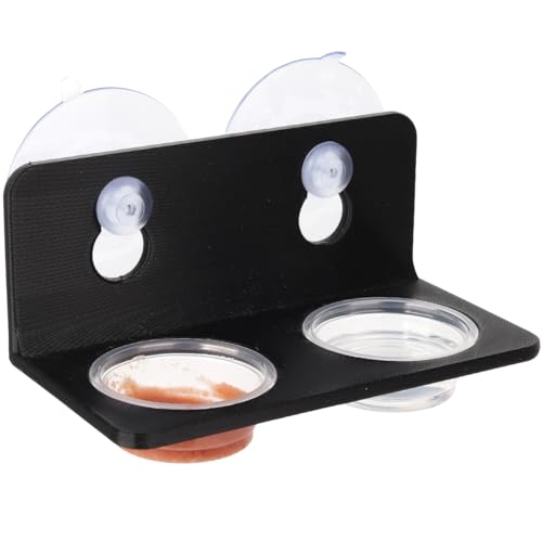 Crested Gecko Feeding Ledge with 10PCS Gecko Food Water Dish - Black - color: Black