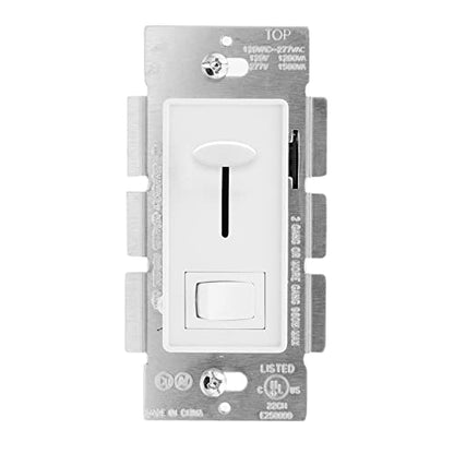 Maxxima Low Voltage 0-10V Slide Dimmer Switch LED & Incandescent Compatible | Vertical Slide Light Control, On/Off Switch, Wall Plate Included