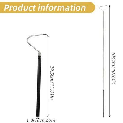 Mabor 40 Inch Snake Hook, Stainless Steel Extensible Grappling Hook | Retractable Pick-Up Handling Tool Pool Skimmer Basket Hooks