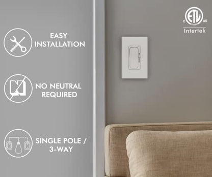 CLOUDY BAY LED Digital Dimmer Switch for LED Light/CFL/Incandescent, Phrase Cut Dimming 600 Watt max,Cover Plate Included,White,2 Pack - color: Digital Dimmer, size: 2 Pack