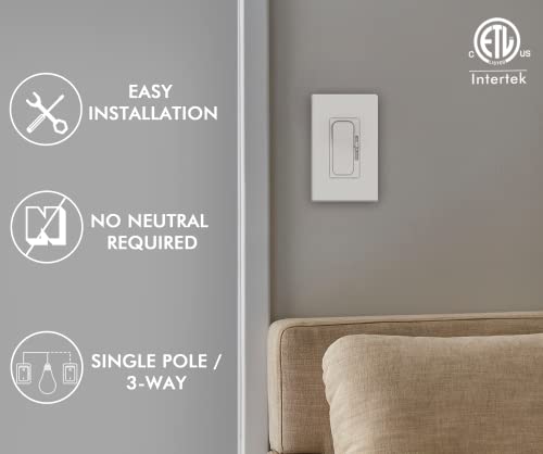 CLOUDY BAY LED Digital Dimmer Switch for LED Light/CFL/Incandescent, Phrase Cut Dimming 600 Watt max,Cover Plate Included,White, 10 Pack - color: Digital Dimmer, size: 10 Pack