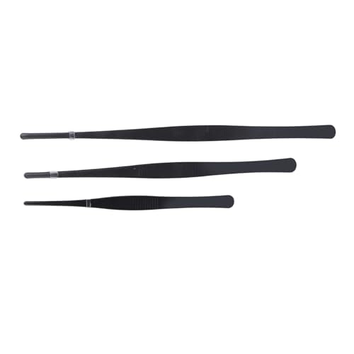 TOPINCN Reptile Feeding Long Tongs, Prevent Slip Stainless Steel Reptile Feeding Tweezers Set Easy Cleaning for Snake (Straight)