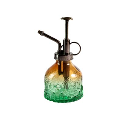 Plant Mister in Glass 200ML, Small Spray Bottle with Plastic Top Pump, Fine Mist Decorative Sprayer Tiny Watering Can Gift for Indoor Outdoor Succulent House Plant (Brown Green Gradient) - color: Brown Green Gradient