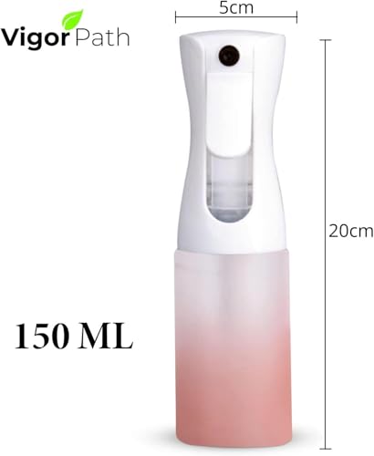 VIGOR PATH Continuous Spray Bottle for Hair – Fine Mist Mister for Hairstyling, Cleaning, Plants, Pets, Barbers, Salons, and Essential Oil Applications (150ml/5 oz)