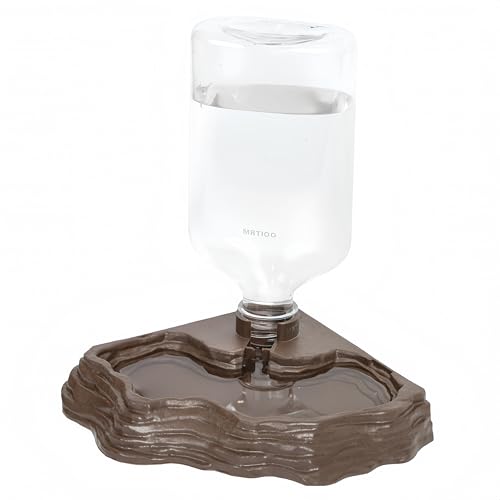 17oz Terrarium Tank Reptile Food Feeders Bowl, Water Feeder Automatic Water Dispenser Waterer Feeding Accessories, for Geckos Lizards Turtle Bearded Dragons (Brown) - color: Brown