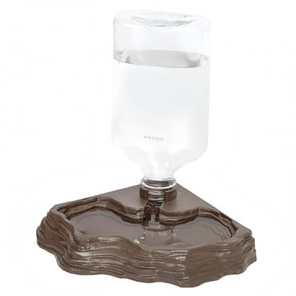 17oz Terrarium Tank Reptile Food Feeders Bowl, Water Feeder Automatic Water Dispenser Waterer Feeding Accessories, for Geckos Lizards Turtle Bearded Dragons (Brown) - color: Brown