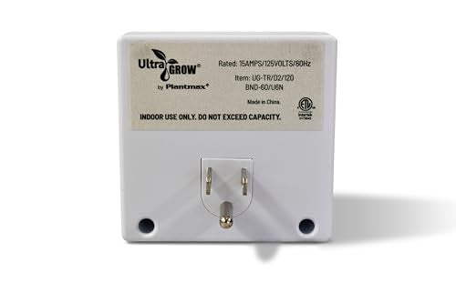 UltraGrow Digital Timer, 7-Day Programmable Electric Outlet Timer, White, LCD Display, Multiple On/Off Settings, Indoor Use