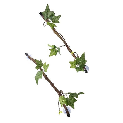 2Pcs Reptile Vines Terrarium Branch Suction Cups Artificial Climbing Simulation Plant for Lizards Snakes and Frogs PET Habitat Decor