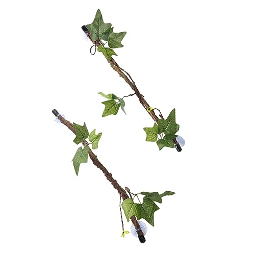 2Pcs Reptile Vines Terrarium Branch Suction Cups Artificial Climbing Simulation Plant for Lizards Snakes and Frogs PET Habitat Decor