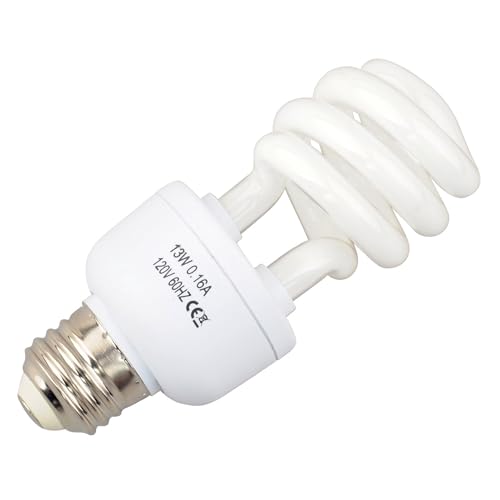 LUCKY HERP 5.0 UVB Fluorescent Bulb,Terrarium Lamp for Tropical Reptiles,E26,Screw Thread (13 Watt) - style: 13 Watts