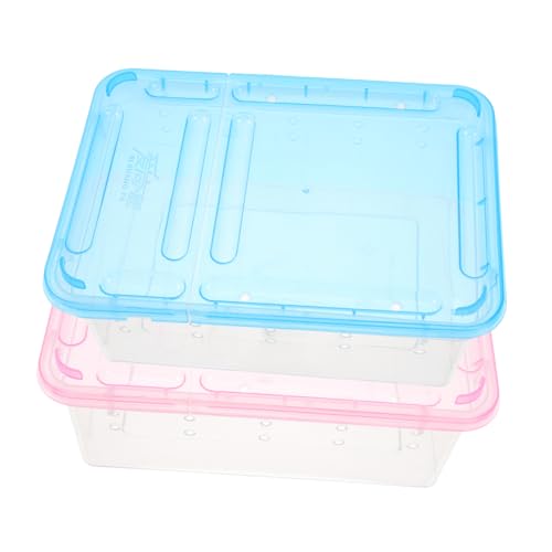 Mikikit 2pcs Breathable Reptile Feeding Box Portable Habitat Ventilation Design for Pet Observation and Temporary Transport for Pet Feeding and Hatching