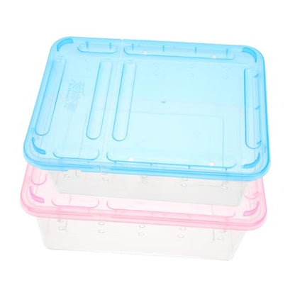 Mikikit 2pcs Breathable Reptile Feeding Box Portable Habitat Ventilation Design for Pet Observation and Temporary Transport for Pet Feeding and Hatching