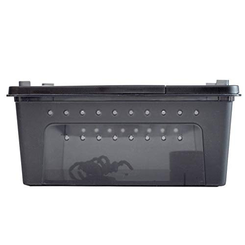 OMEM Portable Reptile Terrarium Habitat for Mini Pet Houses Breathable Holes Stackable Container (Black-M) - size: 1PCS-Black-M