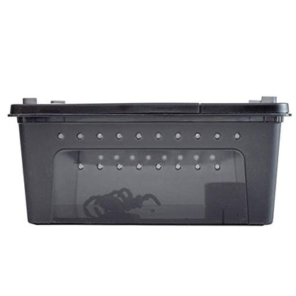 OMEM Portable Reptile Terrarium Habitat for Mini Pet Houses Breathable Holes Stackable Container (Black-M) - size: 1PCS-Black-M
