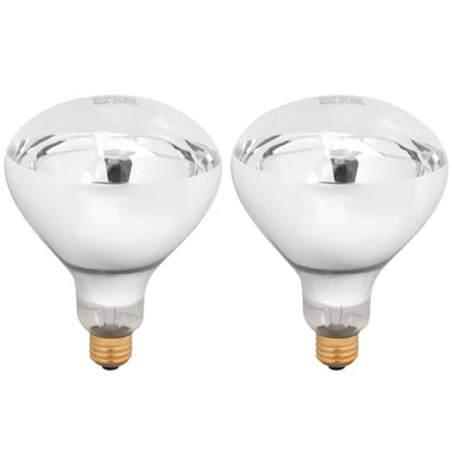 Aiicioo 250W R40 Clear Heat Lamp Bulb R40 Incandescent Heat lamp Bulb for Pets Flood Light Bulb for Chickens Clear Infrared Bath Light E26 Base 2 Pack