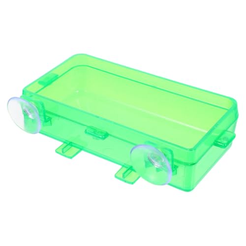 Cabilock Reptile Food Dish and Water Bowl with Suction Cup, Large Green Plastic Feeder for Bearded Dragon, Chameleon, Gecko, Suitable for Feeding Insects and Hydration in Terrariums