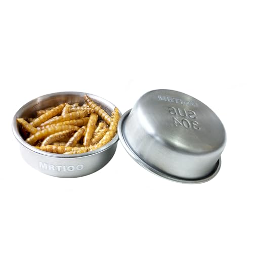 0.5oz Feeding Cups 10pcs, Stainless Steel 304 SUS Metal, Reptile Food Bowls and Water Dish, for Crested Gecko, Lizard Or Other Small Pet Feeder Ledge Accessories Supplies