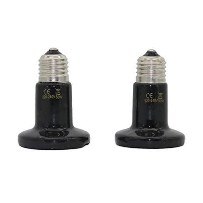 10 Pcs 25W 50W 75W 100W E27 Pet Heating Light Pet Brooder Lamp Mini Infrared Ceramic Heat Bulb Black for Reptile(50W) - color: 50W
