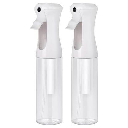 VIGOR PATH Continuous Spray Bottle for Hair – Fine Mist Mister for Hairstyling, Cleaning, Plants, Pets, Barbers, Salons, and Essential Oil Applications (300ml/10.1 oz) Clear 2 Pack