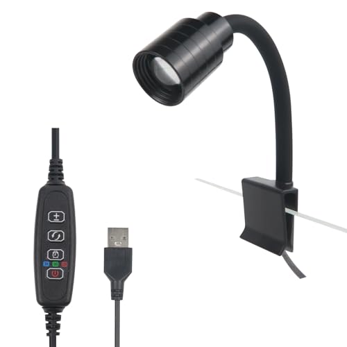 Mini Clip On Aquarium Light Small Dimmable Fish Tank Light USB Spotlight with Timer 3 Light Modes 10-Level Brightness for 1 to 3 Gallon Tanks (Adapter NOT Included) - size: Clip Light With Timer&Dimmer
