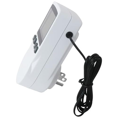 Programmable Plug-in Thermostat Outlet - Digital Temperature Controller with Cycle Timer, 110V 15A, Widely Used for Terrarium, for Refrigerator, for Vivarium, New Version