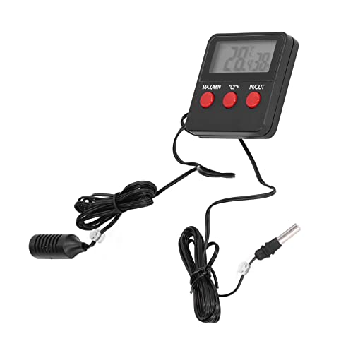 DTH 74 Humidity Temperature, Digital Thermometer Hygrometer, Accurate Indoor Outdoor Temp Sensor with External Probe, Clear Display for Room Greenhouse Reptile Terrarium