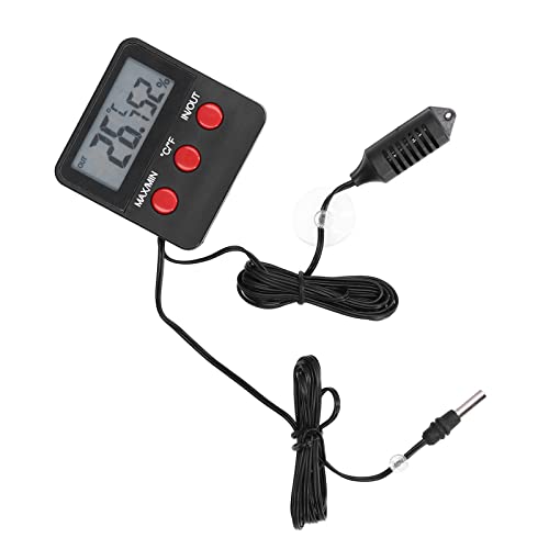 DTH 74 Humidity Temperature, Digital Thermometer Hygrometer, Accurate Indoor Outdoor Temp Sensor with External Probe, Clear Display for Room Greenhouse Reptile Terrarium