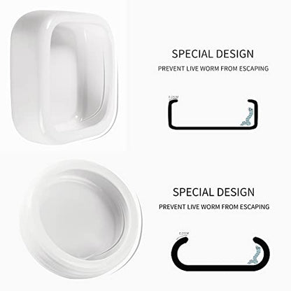 Reptile Food Bowls Ceramic Mini Round Reptile Water Food Dish, Pet Food Bowl for Lizards, Small Snakes, Young Bearded Dragons, Gecko Tortoise Spider (White, Small-2Pack)