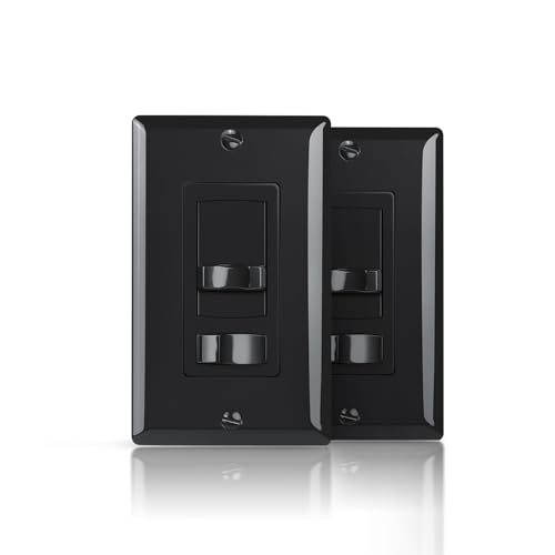 ECOELER Black Dimmer Light Switch, Single Pole/3-Way LED Slide Dimmer Electrical Light Switch, Compatible with LED Dimmable Lamp, CFL, Incandescent, Halogen Bulb, Wall Plate Included, 2 Pack - color: Black, size: 2 - Pack