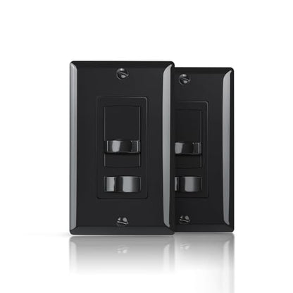 ECOELER Black Dimmer Light Switch, Single Pole/3-Way LED Slide Dimmer Electrical Light Switch, Compatible with LED Dimmable Lamp, CFL, Incandescent, Halogen Bulb, Wall Plate Included, 2 Pack - color: Black, size: 2 - Pack