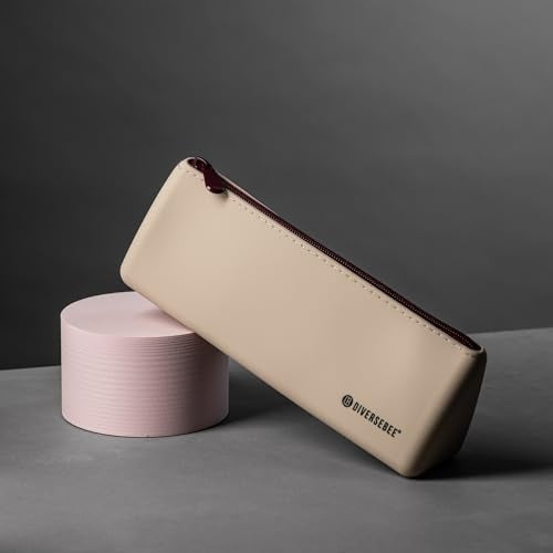 DIVERSEBEE Soft Silicone Pencil Case, Aesthetic Pencil Pouch with Zipper, Cute Pen Bag for School, Bible Journaling Supplies and Accessories, Pencil Organizer (Sand) - color: Sand