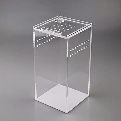 NANEEZOO Magnetic Acrylic Case, 2.9x2.9x6 Inch Nano Arboreal Tarantula Enclosure Reptile Habitat Terrarium Breeding Box for Spider Scorpion Sling Isopods Lizards Invertebrates Insect Mantis