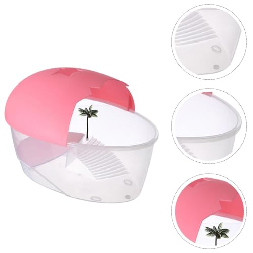 Plastic Reptile Pet Habitat Box and Prevents Escaping with Basking Platform and Swimming Area, Ventilated Turtle Tank Convenient to Clean for Turtles and Reptiles
