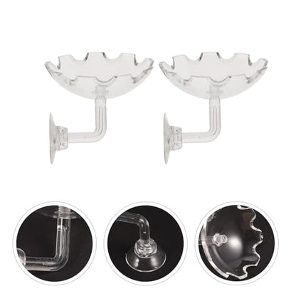 DOITOOL 2pcs Acrylic Shrimp Feeding Basin Fish Feeder Bowl with Suction Cup for Aquarium, Shrimp Food Dish Suitable for Fish and Reptile Tanks