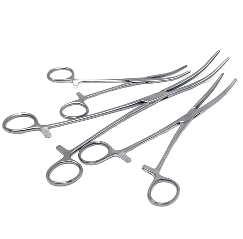 Set of 3 Pean Hemostat Forceps Curved 6", 8", 10" Tongs Full Serrated, Stainless Steel