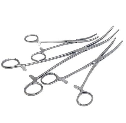 Set of 3 Pean Hemostat Forceps Curved 6", 8", 10" Tongs Full Serrated, Stainless Steel