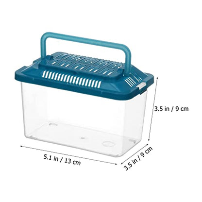 Ipetboom Portable Fish Tank 5.11X3.54X3.54 Inch Handheld Transparent Turtle Box Plastic Aquarium Reptile Carrier Small Pet Hamster Habitat - size: 13x9cm