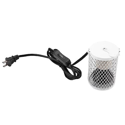 100W Ceramic Heat Lamp Bulb with Lampshade, Infrared Reptile Heat Emitter Heater Lamp Bulbs Hanging Hook Cage for Pet Brooder Coop Chicken Lizard Snake(USA White) - color: Usa White