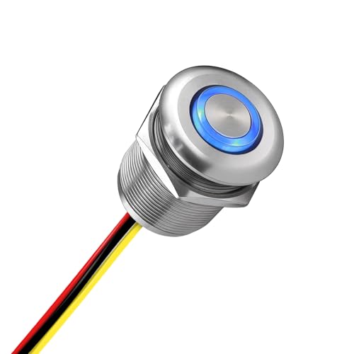 Acegoo 12 Volt Dimmer Switch High-Side PWM Dimming Switch, 7/8" Mounting Hole w/Blue Backlight for RV Boat Truck Camper Van Trailer Light Fixture & LED Strip Lights-DC 12V 6A Full Aluminum (Sliver) - color: 6A-Aluminum-Silver