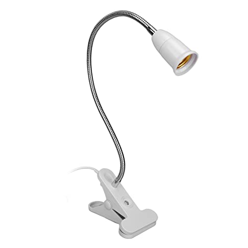 Luqeeg Clip Desk Lamp Socket, 360° Flexible Wire Neck Clip, E27 Flexible Light Socket Reading Light Stand Clamp Lamp Fixture 5.9ft Cable with On/Off Switch for Plants Grow Study Work Salon(US Plug)