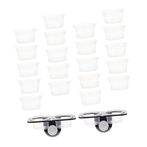 Happyyami Large Reptile Water Dish Gecko Feeder with Double Cups Reptile Feed Platform Random Color
