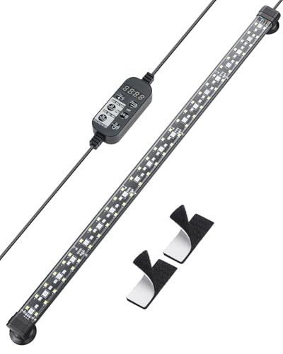 Pawfly 10 W Aquarium LED Light 20 Inch 24/7 Fish Tank Light with Full Spectrum Brilliant White Blue Red Green Lights Multi-Colored LEDs with D/N Mode Single Color Effects Timer & Adjustable Brightness - color: Basic, size: 20 Inch for 20 to 40 Inch Tank