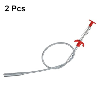HARFINGTON 2pcs Flexible Grabber Claw Pick Up Tool 0.47" Dia. 35" 4 Claws Stainless Steel Cleaning Hook Unclog Sink Sewer Hair Drain Cleaner Sink Unclogger for Toilet Bathtub Sewer, Silver