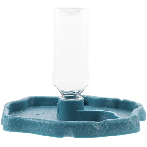 PRETYZOOM Automatic Reptile Waterer and Feed Bowl, Lake Blue Pet Water Dish with Reservoir for Tortoise, Gecko, Bearded Dragon Tank Accessories