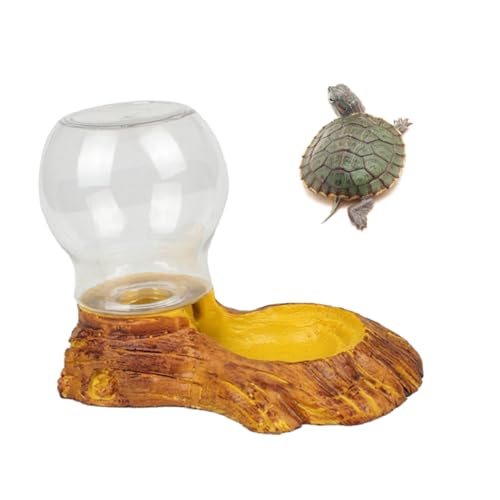 Abaodam Automatic Reptile Water Feeder Tortoise Drinking Fountain with Texture Bowl Easy for Lizards Snakes and Turtles for Reptile Landscaping Decor