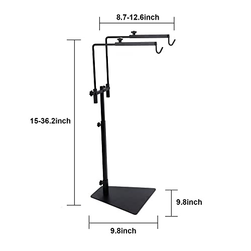 Reptile Lamp Stand, Pet Land Bracket, 2 Hooks Adjustable Metal Floor Light Holder Support for Reptile or Succulent Plants Glass Terrarium Heating