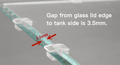 LANDEN Low-Profile Clear Acrylic Aquarium Cover Clips for 4mm Glass Lid (3.5mm Gap per Side) - 12pcs, Minimalist, Fits Rimless Tanks of All Thicknesses - size: 4mm with 3.5mm Gap (12 pcs)