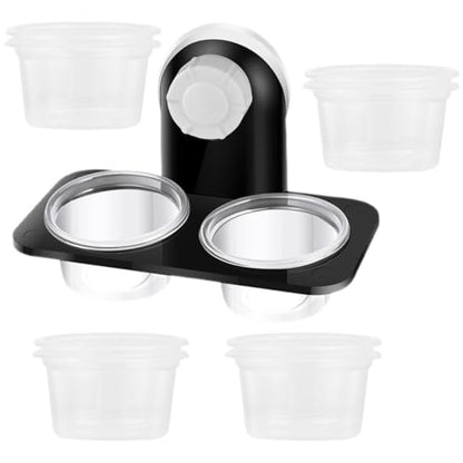 HEMOTON Reptile Feeding Bowls with Suction Cups, Hanging Gecko Feeder Set with 10 Bowls, Double Compartment Terrarium Water and Food Dishes for Lizards and Small Reptiles